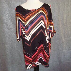 NWOT Lascana for Venus Cold-Shoulder Top Black Multicolor sz L